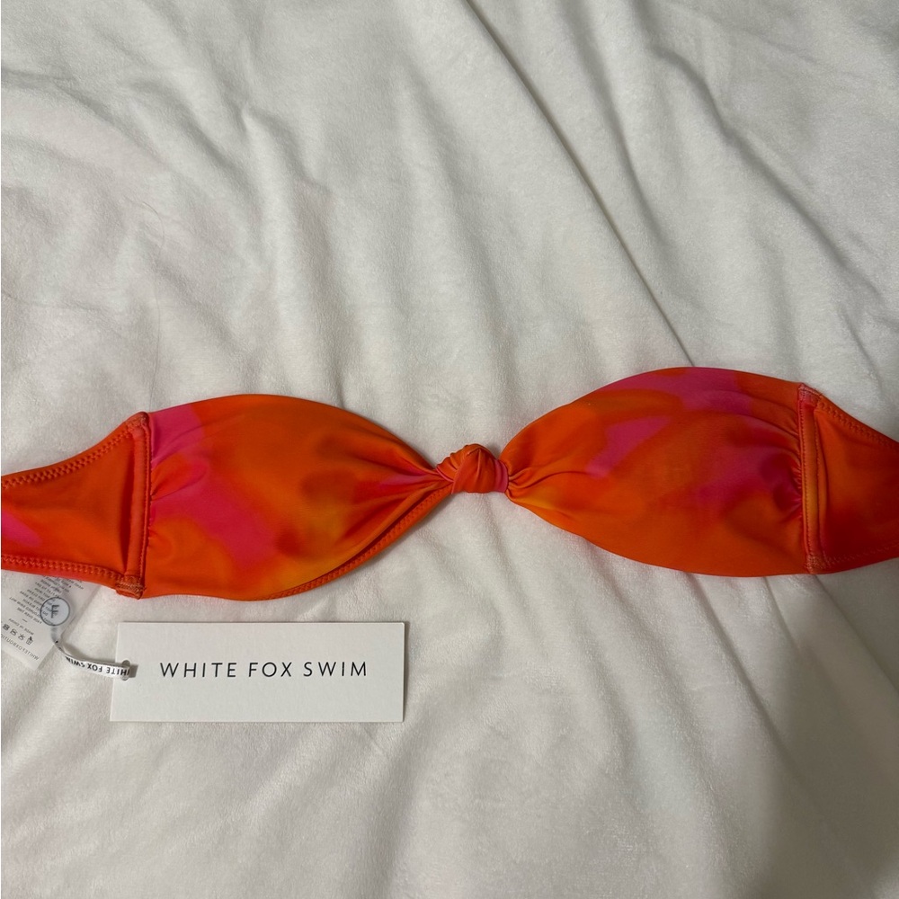 White Fox Boutique Orange and Pink Bikini Top
